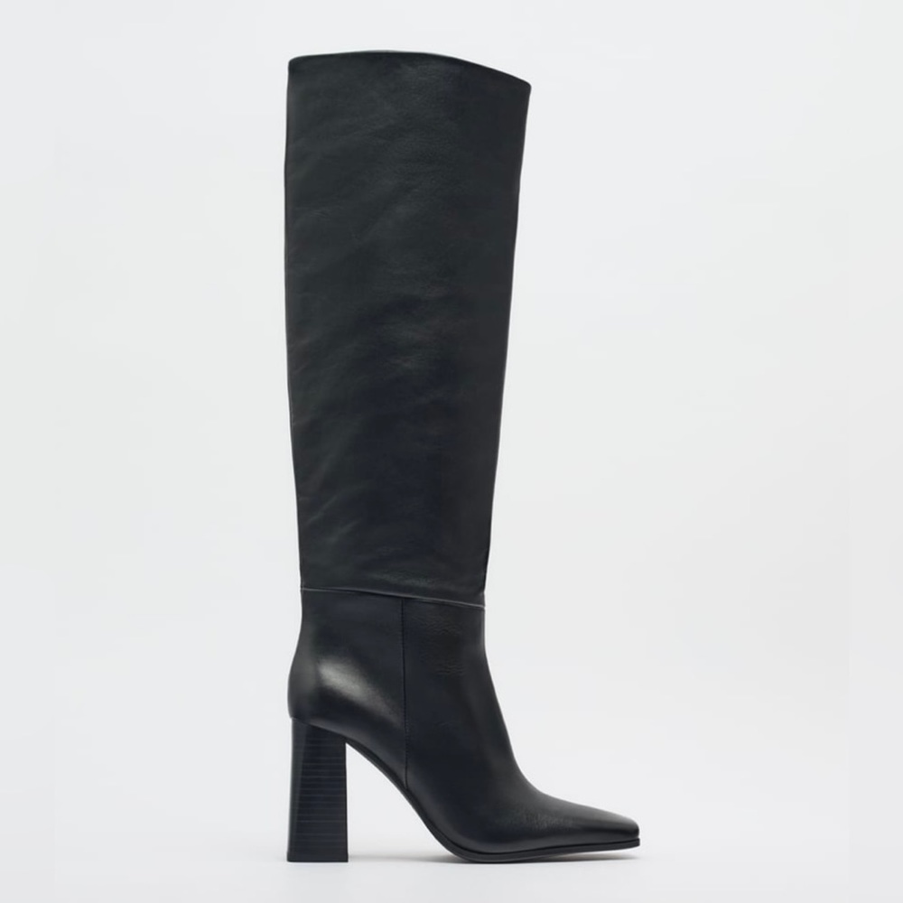 Zara heeled boots leather black - Picture 3 of 8